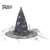 Decorative Wizard Hat Halloween Witch Hat, Adult Kids Cosplay Cone with Spider Black Web Star Decor, Gothic Party Costume Prop, Trick or Treat