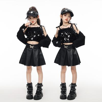 Kostiumy do Tańca Jazzowego Dziewczęce Koreańska Wersja Kostiumów na Pokaz z Odsłoniętym Pępkiem Dziecięce Jazzowe Modne Marka Kostiumy do Street Dance'u Dziecięce Modne Kostiumy