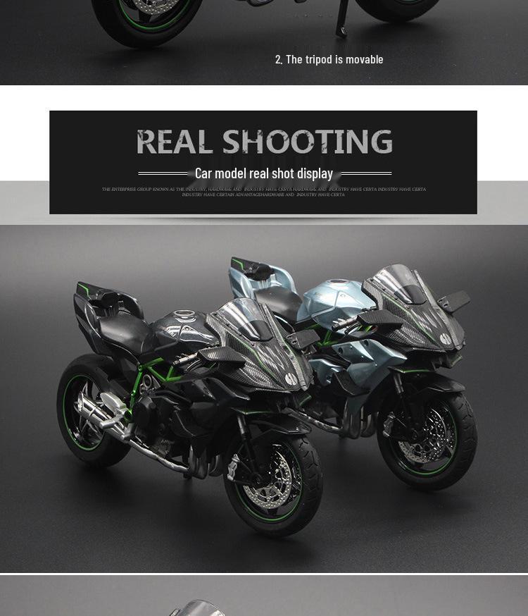 1:12 Kawasaki Ducati Alloy Motorcycle Toy with Sound, Light, and Sliding Motion
