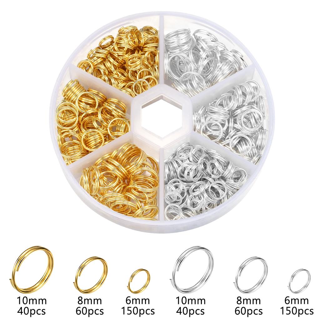 1 Box Metal Open Jump Rings Kit Gold Silver Color Double Loops Split Rings For DIY Bracelet Earring Making Connector Accessories