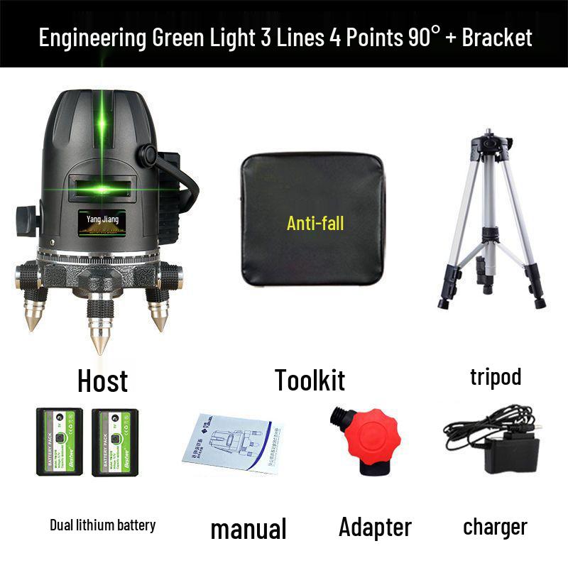 Engineering-Grade Automatic Infrared Laser Level - 2/3/5 Line, Super Strong Outdoor Green Light