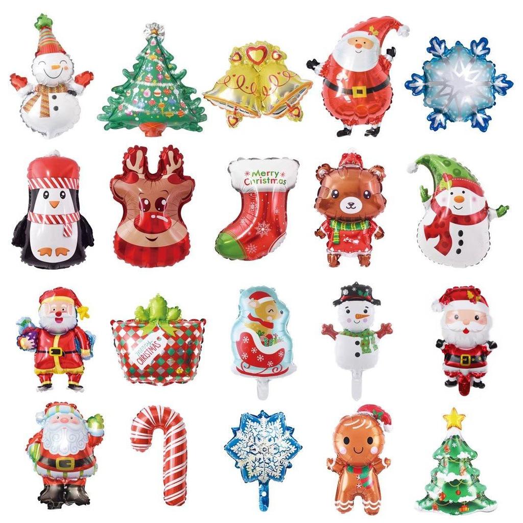 Santa Claus Christmas Decoration Balloons with Sticks and Small Gift Headbands for Kindergarten and Mall Scenes