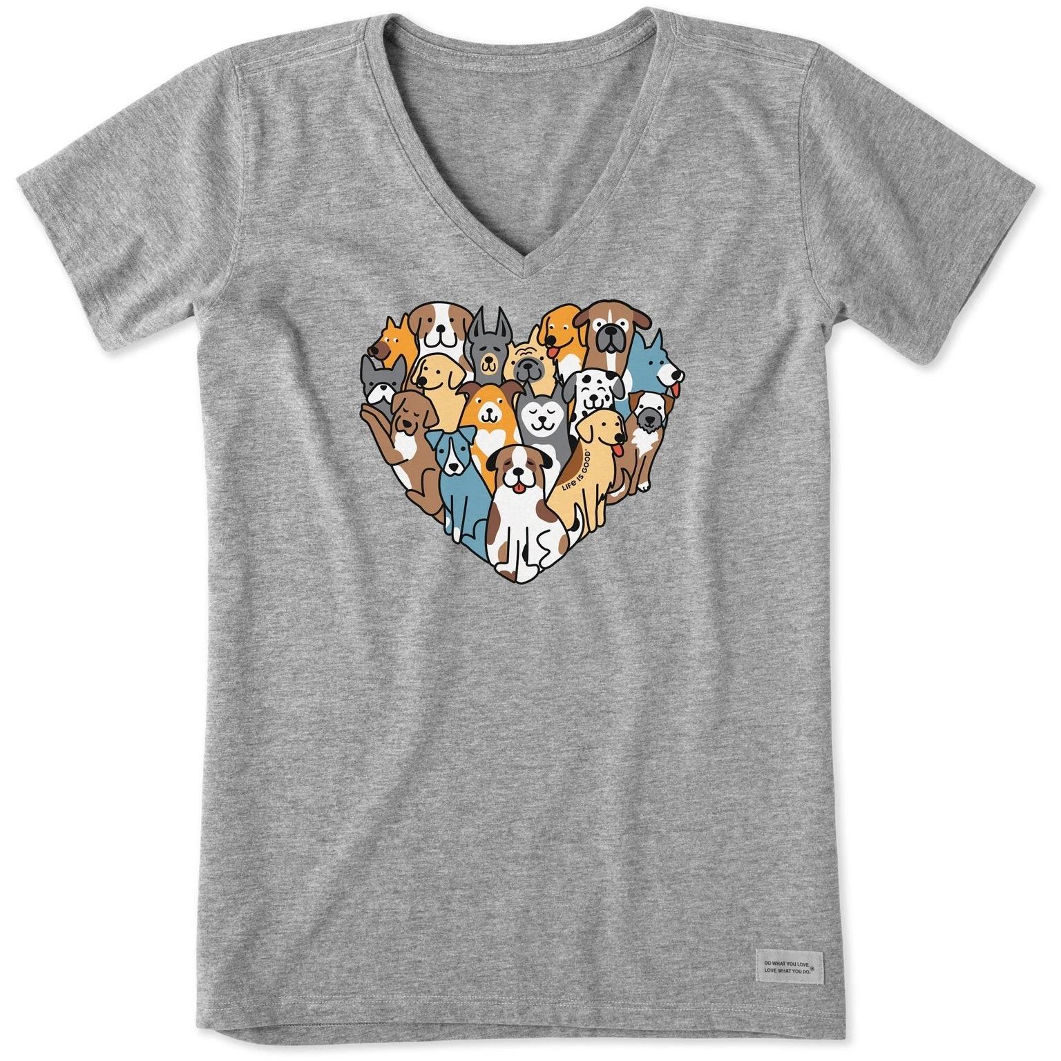 

Life is Good. Women s Heart of Dogs Short Sleeve Crusher Tee, Heather Gray L