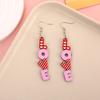 1 Pair Women Color Contrast Love Letter Print Earrings Pink Series Hook Earrings Romantic Valentine Day Drop Earrings