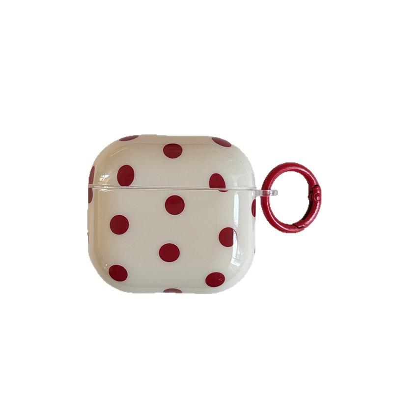 Simple beige red polka dot AirPods 1 generation protective cover for Apple earphones AirPods Pro1/1 generation