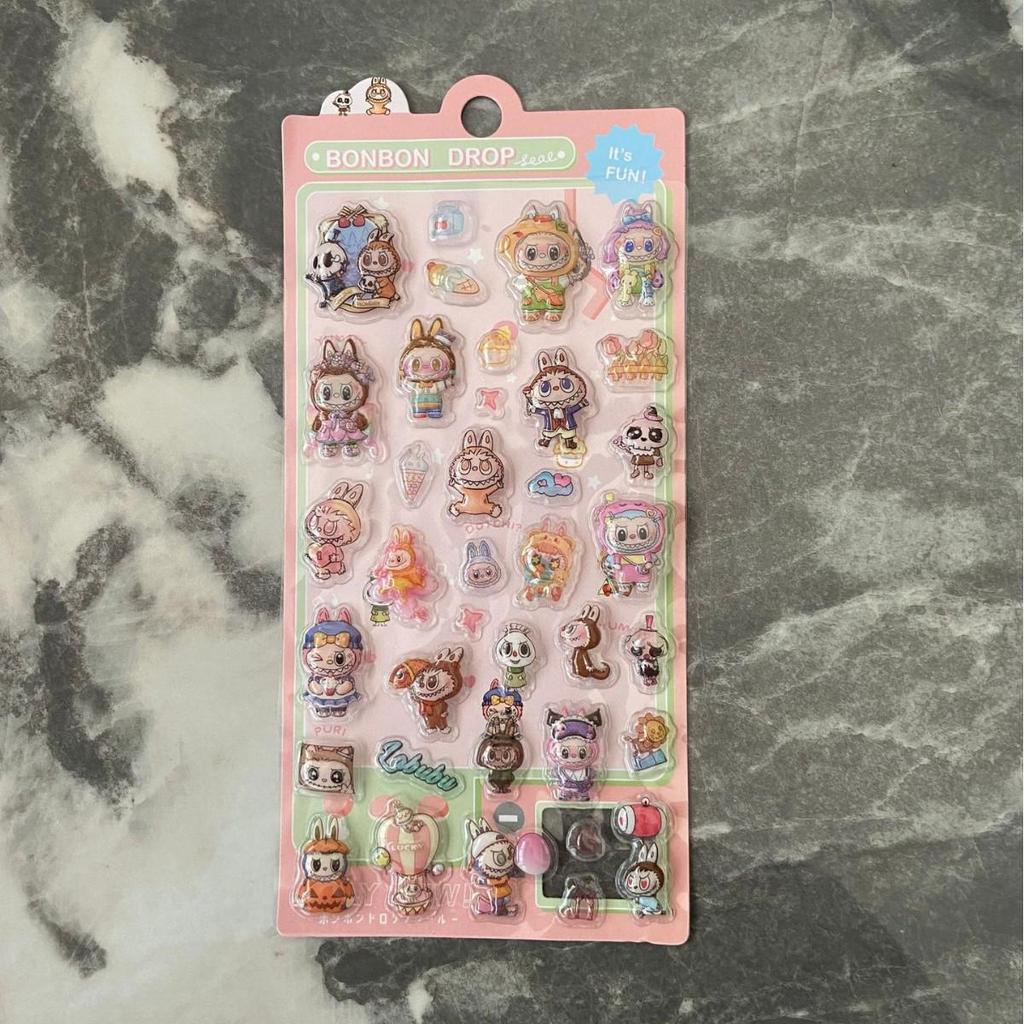 3D Stereo Labubu Tieraufkleber: Niedliche geprägte Designs für Kinderbelohnung oder Dekoration