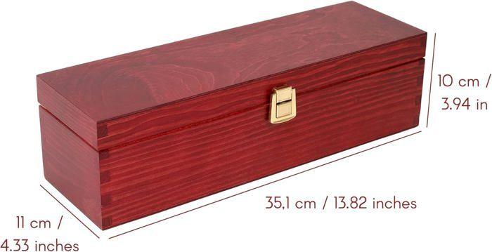 Boîte à vin en bois massif Creative Deco - Bourgogne - 1 bouteille - 36 x 11 x 9.8 cm