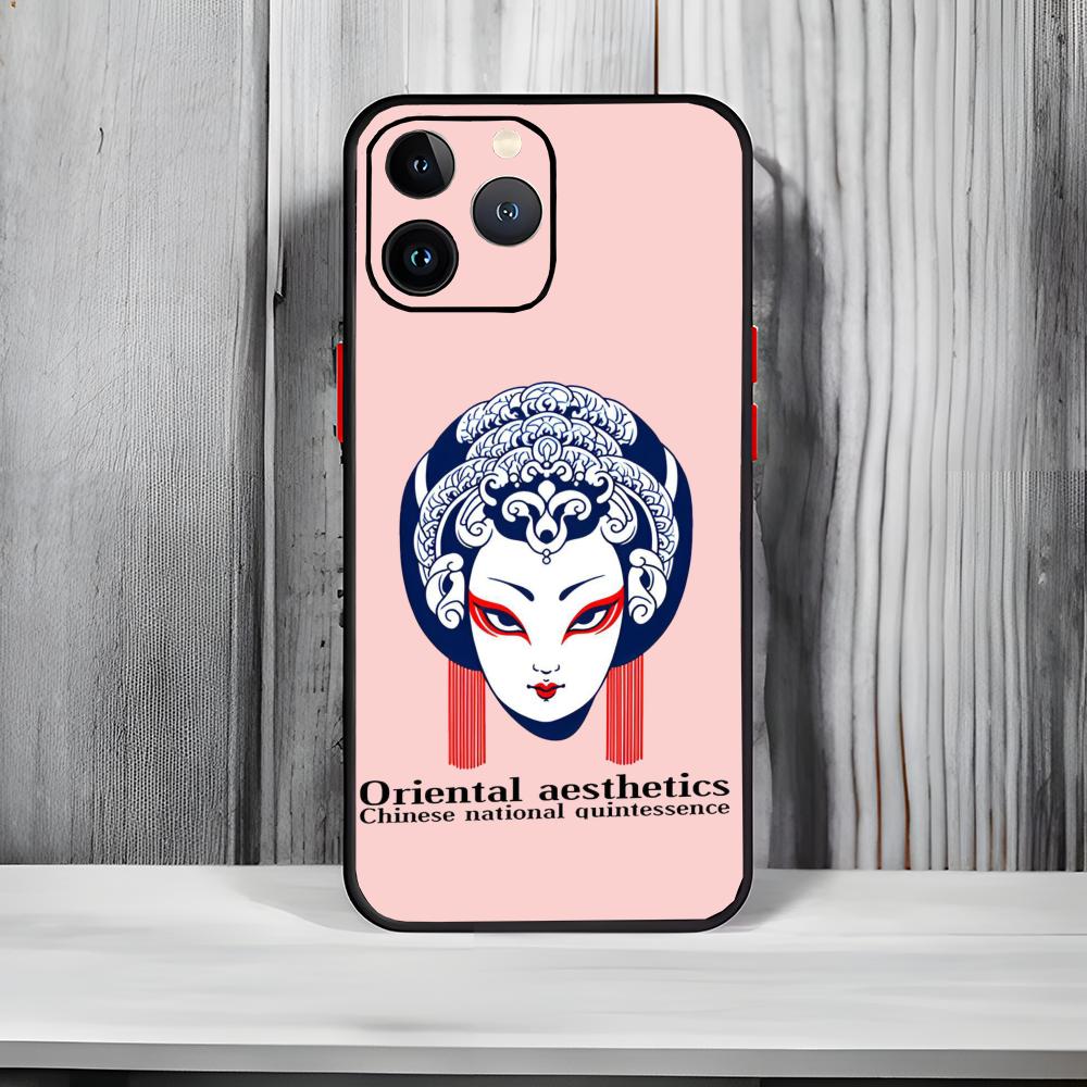 

Oriental Aesthetic Facial Makeup Art Phone Case Black Matte Thin Phone Case For iPhone17 16 15 14 13 ProMax iphone12promax