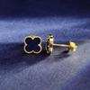 7MM Four Leaf Clover Earring Lapis Lazuli  925 Sterling Silver 14K Gold Earrings