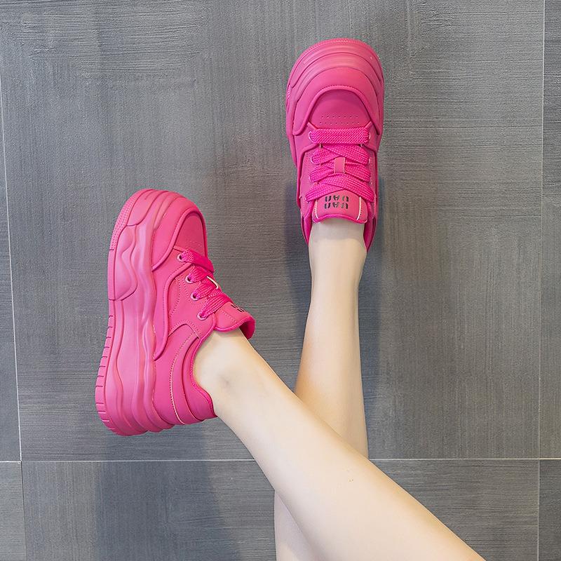 5521 Frühling und Sommer neue dicksohlige Rindsleder weiße Schuhe Damen Sport und Freizeit klassische vielseitige Board-Schuhe