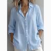 Women's Oversized Linen Button-Down Shirt - Relaxed Long Rolled Sleeve Casual Summer Beach Vacation Blouse