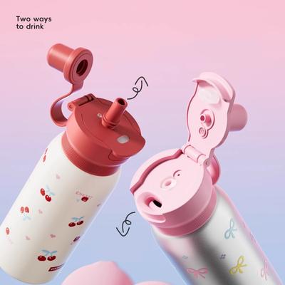 COOKER KING Portable Children's Straw Cup Thermos Mug Stainless Steel Vacuum Flask Cold&Hot Sports Cup Water Mug Insulated Cup
