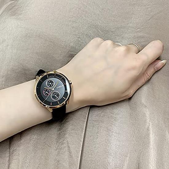 FURLA Metropolis Rose Gold Black Leather Calendar Display R4251102527 Watch [FURLA] Women's [Item]