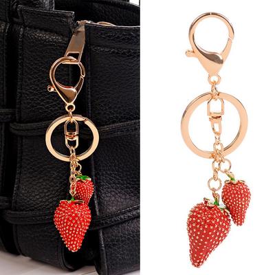 Women Fashion Strawberry Fruit Keychain Key Ring Bag Hanging Ornament Pendant