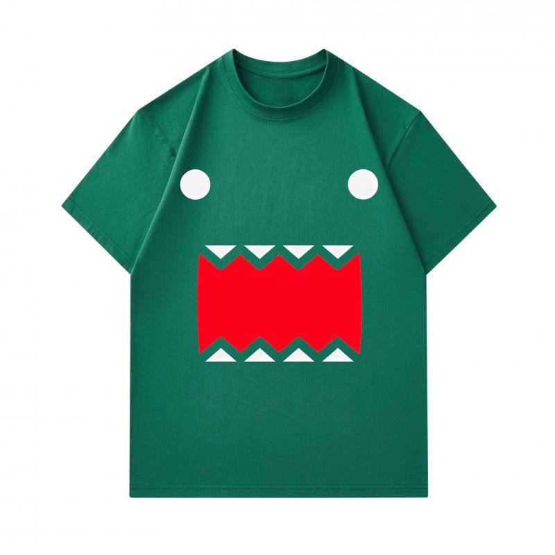 Men's 100% Cotton Short Sleeve O-Neck T-Shirt, Cute Cartoon Big Mouth Monster Print Casual Soft Breathable Tee for Daily Wear Summer Basic Loose Fit T