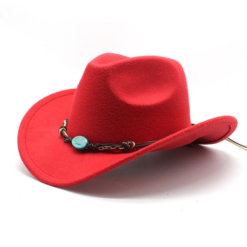 Jewel Cowboy Hat Woolen Curl Top Hat Ethnic Style Curved Brim Top Hat Tibetan Travel Hat Western Cowboy Hat