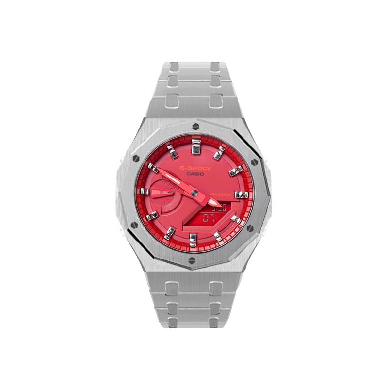 Casio Men Liquid Crystal,Analog Dual Display Series Red Watch GA-2100-4A(Watch8--)