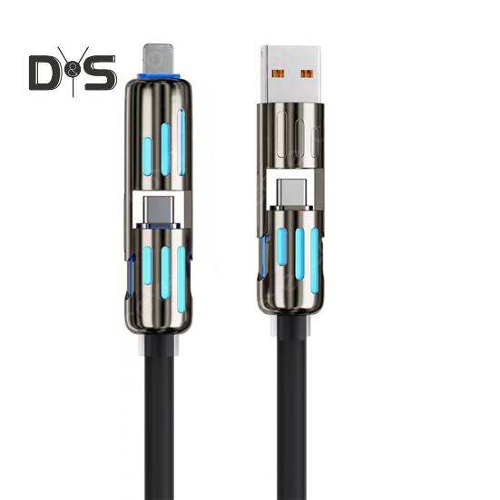 Fast Charging Data Cable 240W Thickened Silicone Charging Cable Multi-Protocol Data Transfer Cable for IPhone Tablets