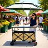 Widened Outdoor Stall Cart with Large Tabletop and 2.4m Sunshade Umbrella for Camping or Food Service