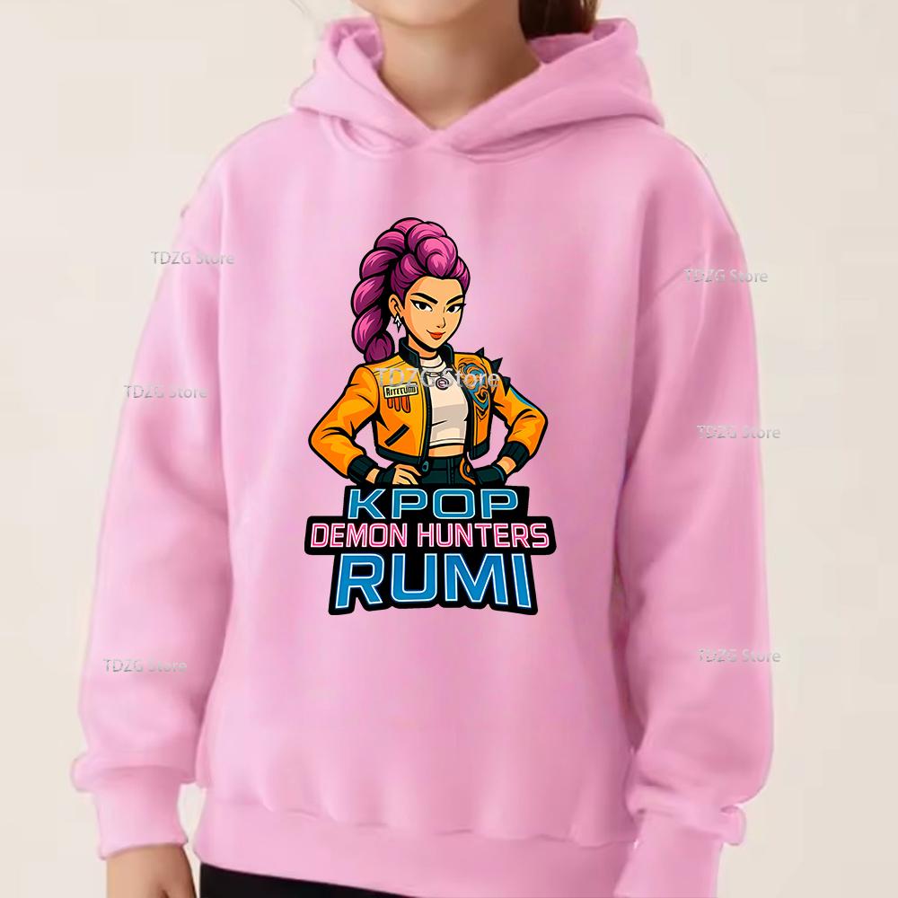 Autumn Single Girl Group KPop Demon Hunter Print Fashionable and Simple Sports Boy Girl Pullover Hoodie Children Clothing