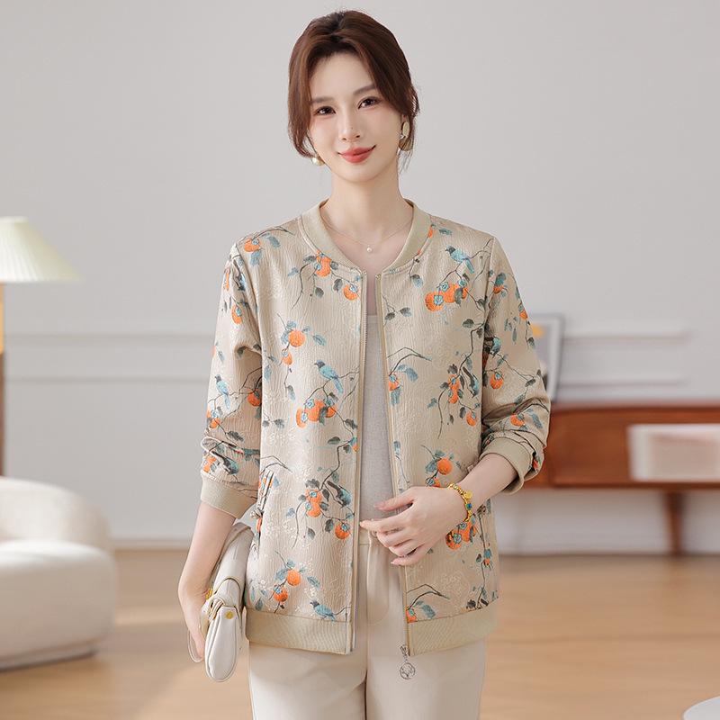 

2026 Chic Autumn Jacquard Baseball Jacket for Fashionable Moms 2XL (53-60 kg) хакі