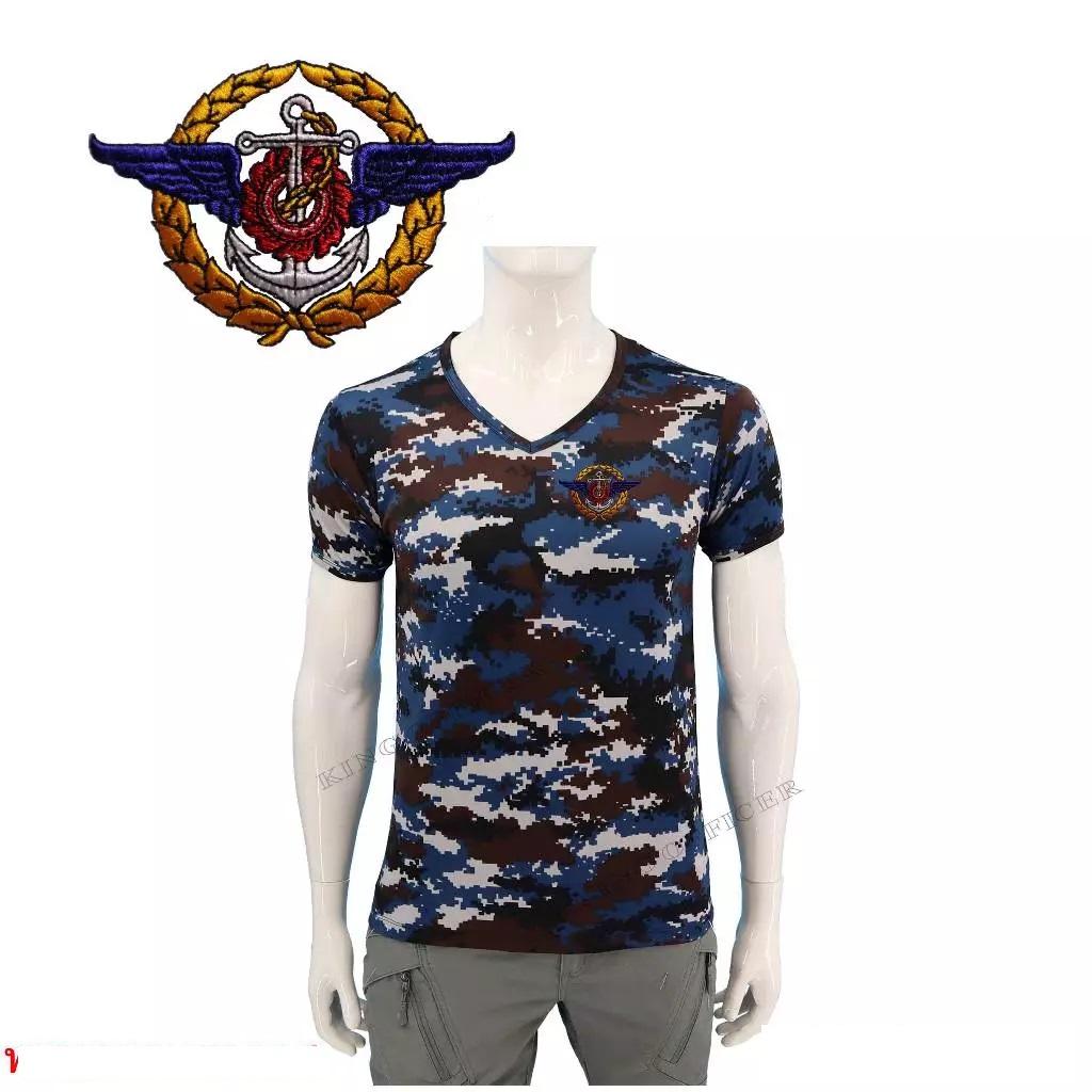 

Футболка з вишитою емблемою збройних сил Тайланду Військова футболка з прапором Таїланду Майка з V-подібним вирізом і коротким рукавом, що швидко висихає, уніформа Чоловіки Жінки Унісекс 2XL