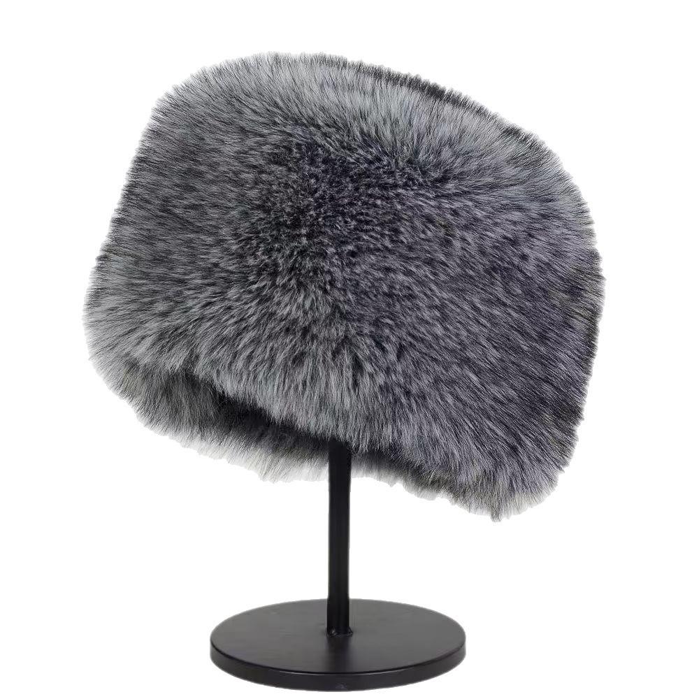 Nová plstěná plochá čepice s liščím kožichem a ochranou uší – Silná, plyšová a teplá na podzim a zimu