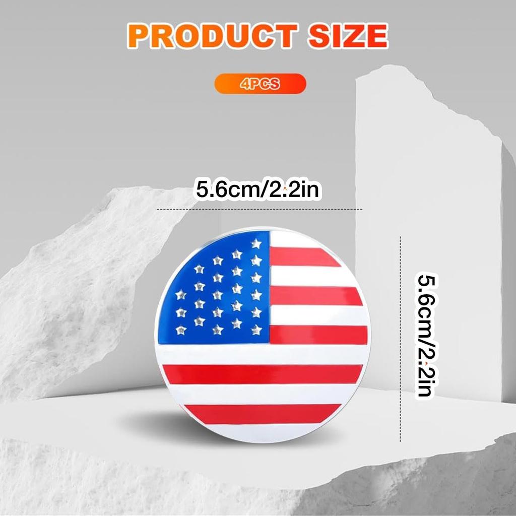 Car Rim Center Cover Decoration, Flag Wheel Center Cover - 4 Pcs Vista Car