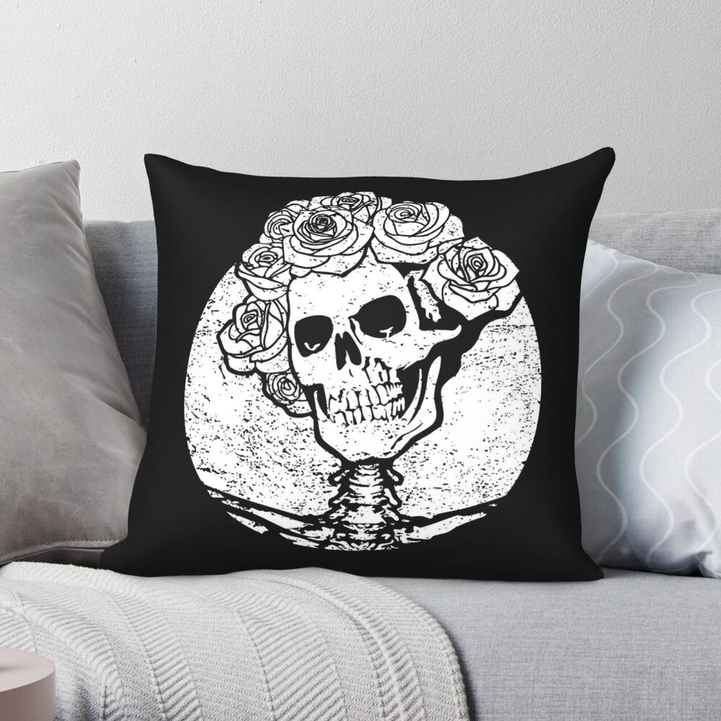 Grateful Dead Skull Roses Square Pillowcase Polyester Linen Velvet Printed Zip Decorative Pillow Case Home Cushion Cover