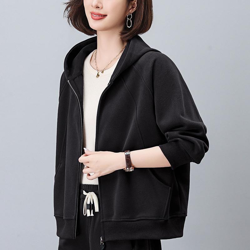 Damen 2024 Herbst Kapuzenstrickjacke für mittleres Alter: Locker, Schlankmachend, Warmes Sweatshirt Casual Oberteil