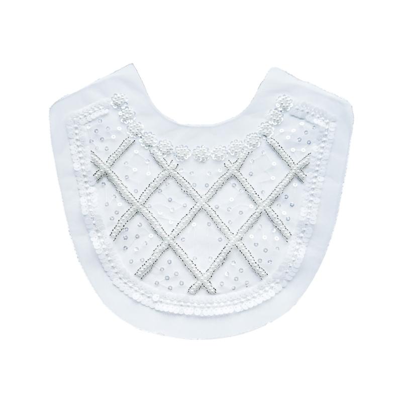 

Beaded Embroidery Organza Applique Sewing Collar Patches For Wedding Dress Evening Gown Costume Embellishment 34x22cm 1