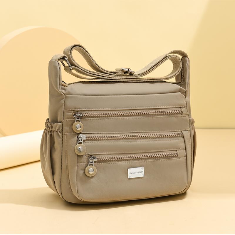 Large Capacity Water-Repellent Nylon Bag Women's Shoulder Crossbody Bag Multi-Pocket Middle-Aged Mother Bag
