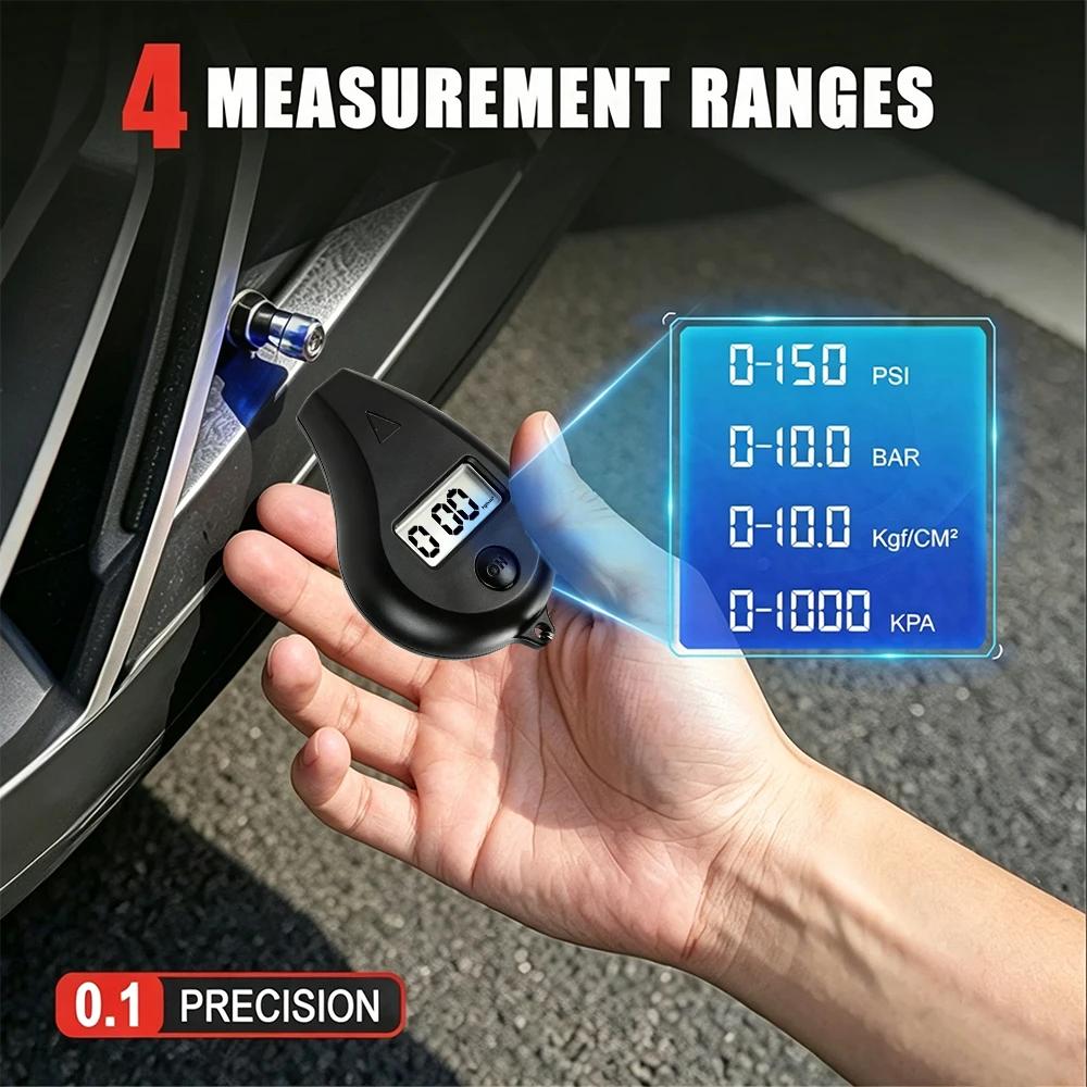 LCD Display Digital Tire Gauge Car Tire Air Pressure Tester Meter Auto Motorcycle Tire SafetTire Safety Alarm Testing Tools