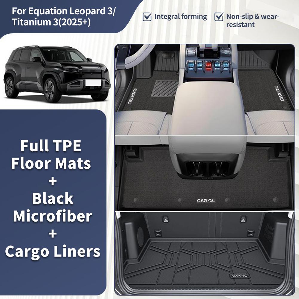 For BYD Equation 2025 Leopard 3 Titanium 3 Set TPE Car Floor Mats & Cargo Liners Waterproof Protector Auto Interior Accessories