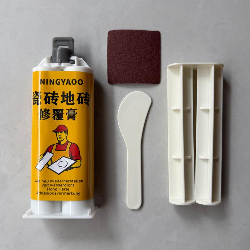 Ceramic Tile Repair Paste, Dual-Tube Dispenser Tile Repair Paste, Glossy Finish Waterproof Filler for Tile Cracks & Holes
