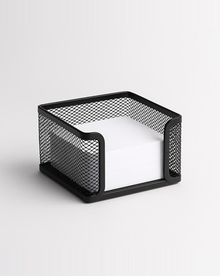Note Pad Storage Box Fine Mesh Large Capacity Easy Access Black Heavy Duty Metal Desktop Memo Pad Sticky Note Organizer Home Supplies