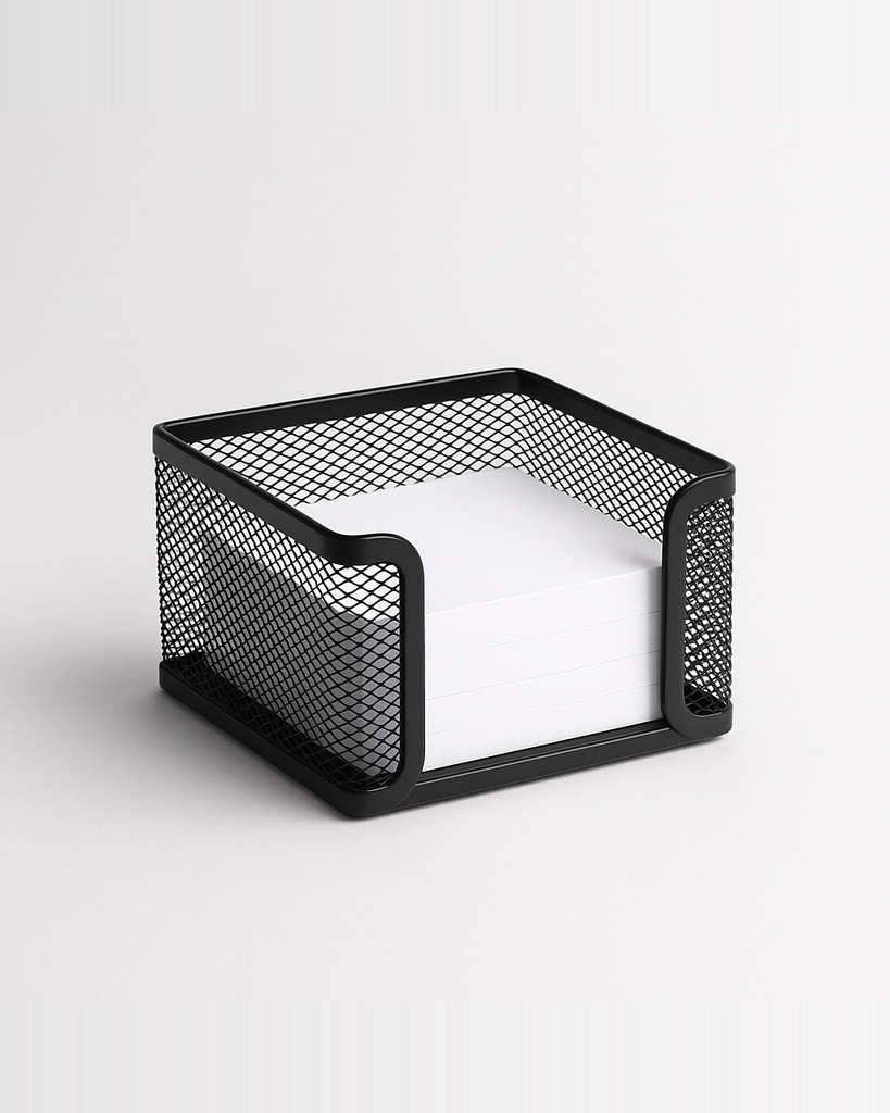 Note Pad Storage Box Fine Mesh Large Capacity Easy Access Black Heavy Duty Metal Desktop Memo Pad Sticky Note Organizer Home Supplies