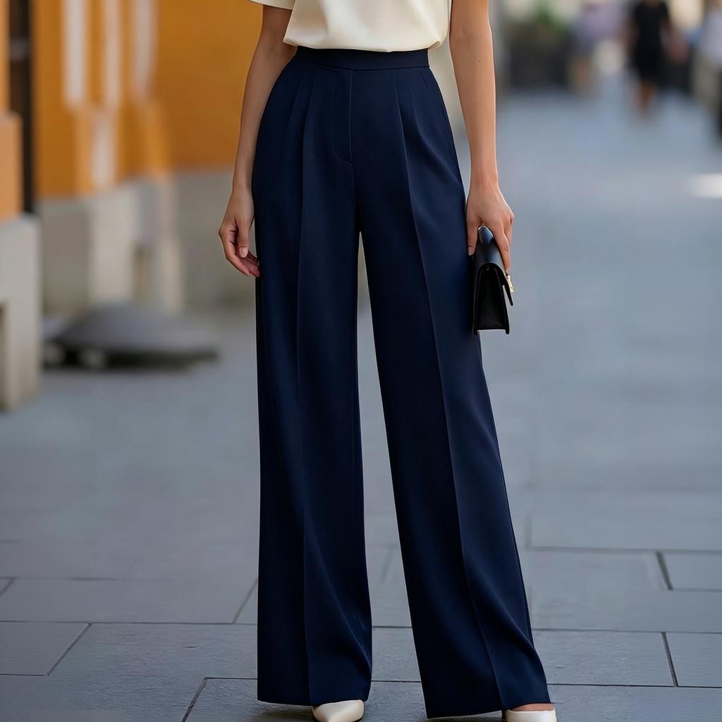 Women's High Waist Straight Leg Drape Dress Pants for Work