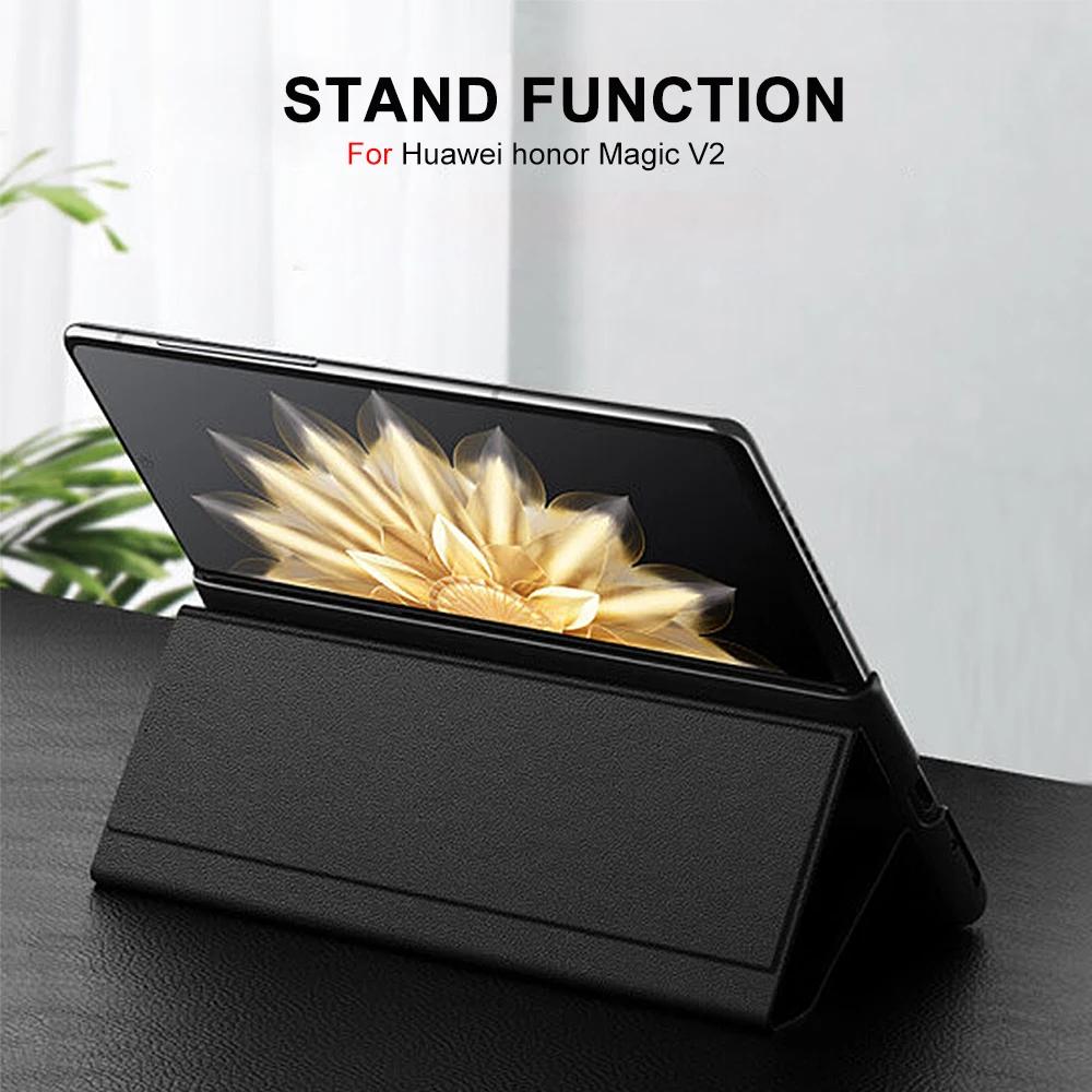 Funda tipo libro de cuero genuino para Honor Magic V5 Magic V3 V2 Magic Vs 3 Espejo Smart Touch View Despertar Dormir Protección Soporte Funda