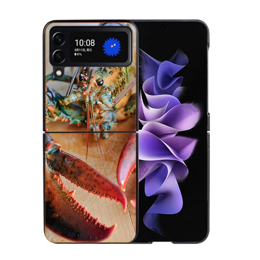 Live Lobster Phone Case For Samsung Z Flip 7 6 5G Galaxy Z Flip4 Z Flip5 Z Flip3 Coque Black Hard PC Shell Protective Cover