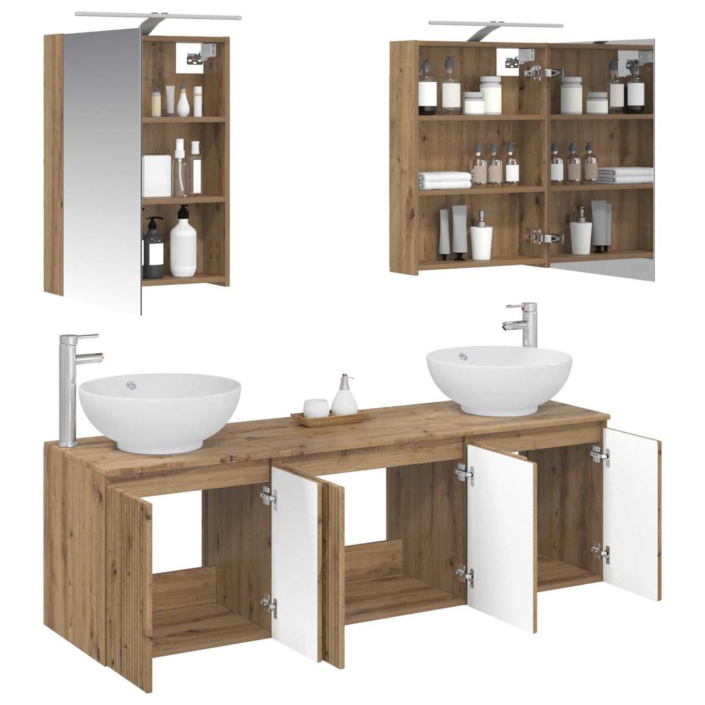 5 Piece Bathroom Cabinet Set Artisan Oak Wood Based Material