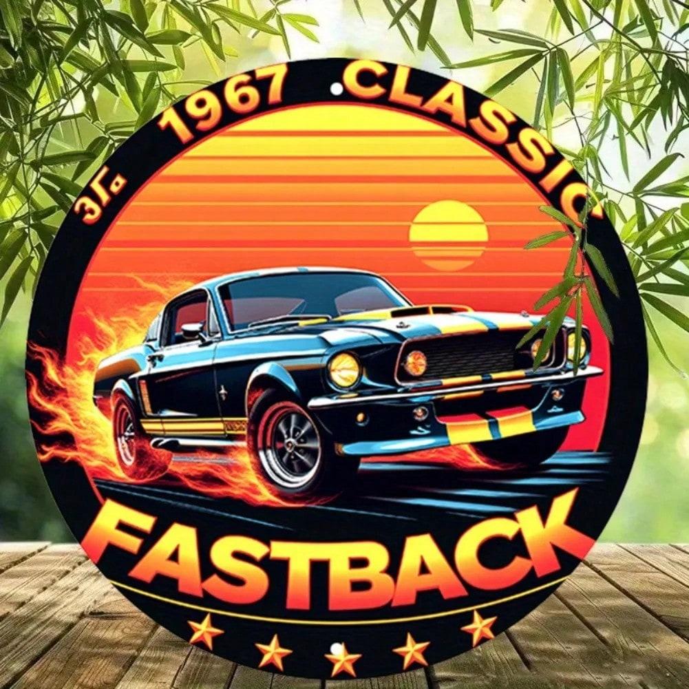 

Vintage 1967 Ford Mustang Fastback Metal Tin Sign Retro Wall Decor 20x20 різнокольоровий