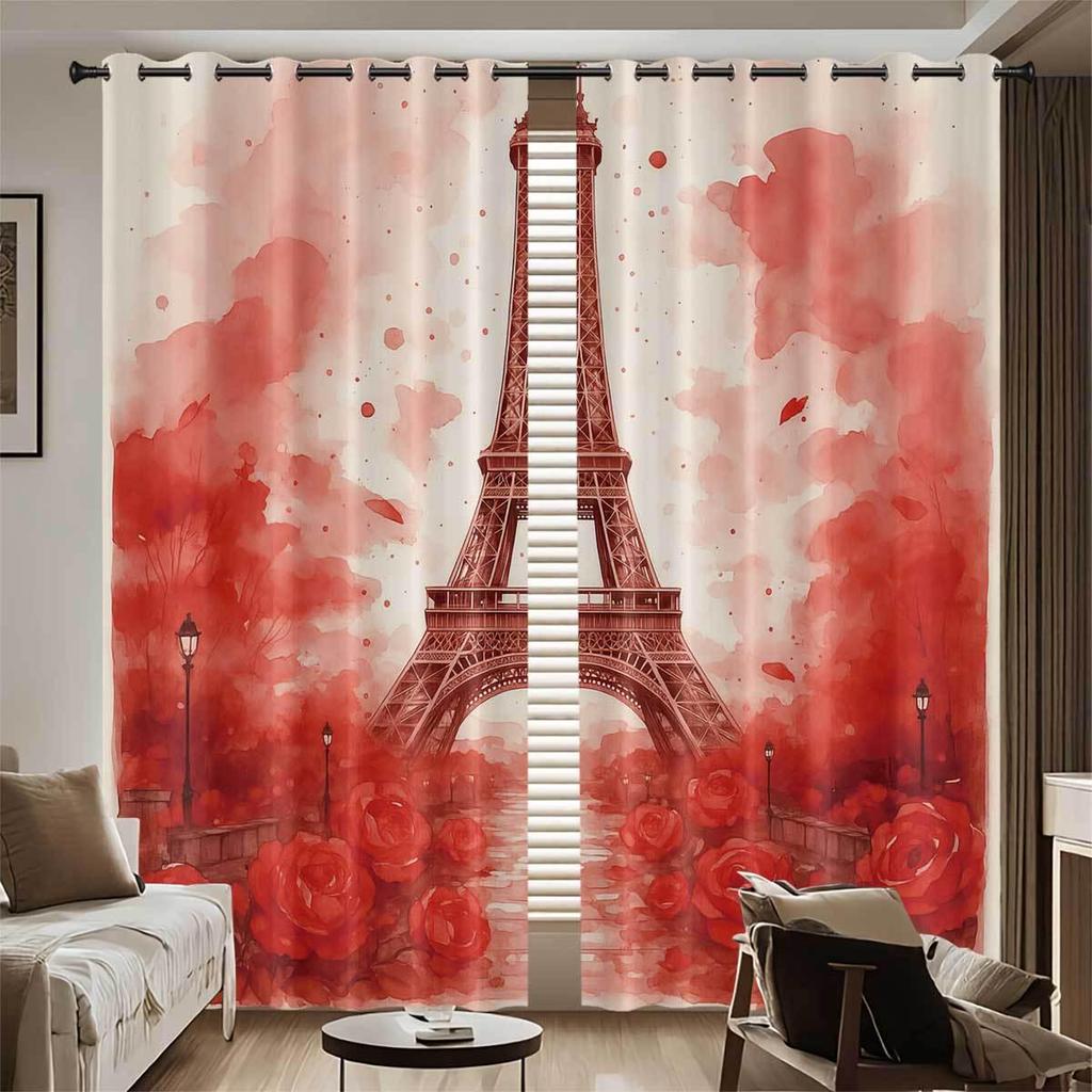 Customizable High Precision Blackout Curtains - Polyester, Digital Print, Sun Protection, Living Room.