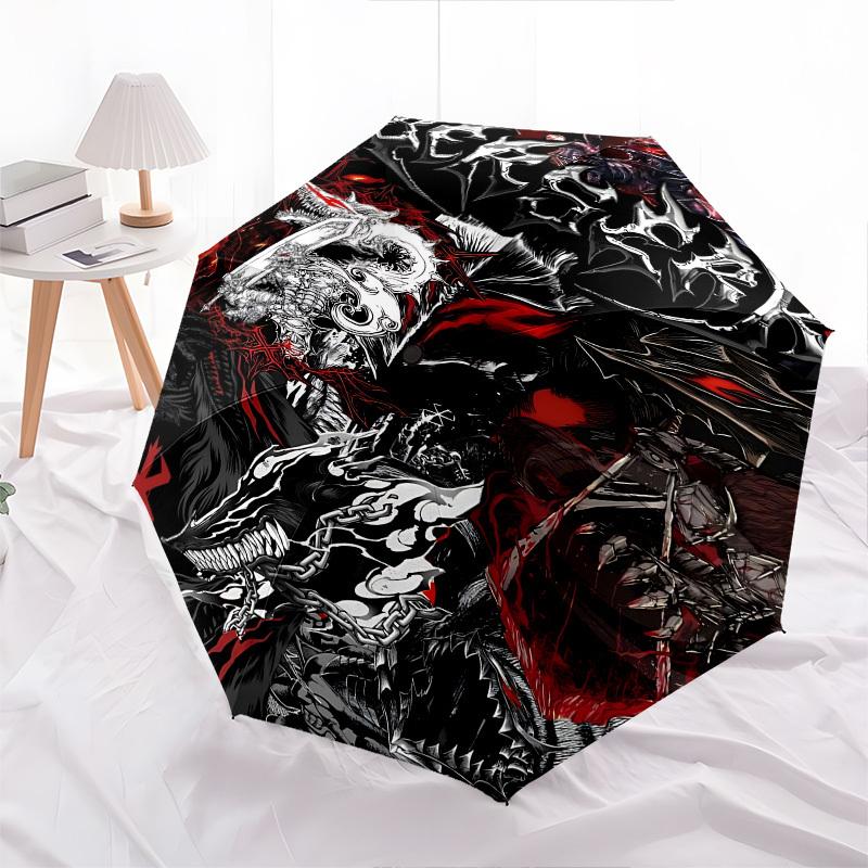 Dark Fantasy, Gothic Art Themed Automatic Opening and Closing Umbrella, Brightly Colored 8-rib Portable Umbrella, Suitable for Men and Women