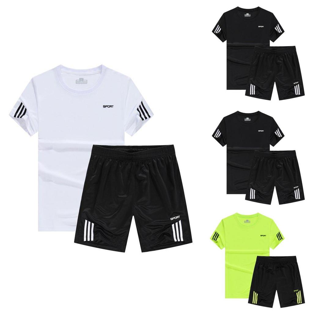 Stylish Quick-drying Men Women Sports Suit With Breathable T-shirt And Shorts Set