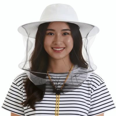 White Bee Hat Anti-Bee Breathable Beekeeping Hat Veil Hood Hat Double Wire Hat Beekeeping Protective Apparatus