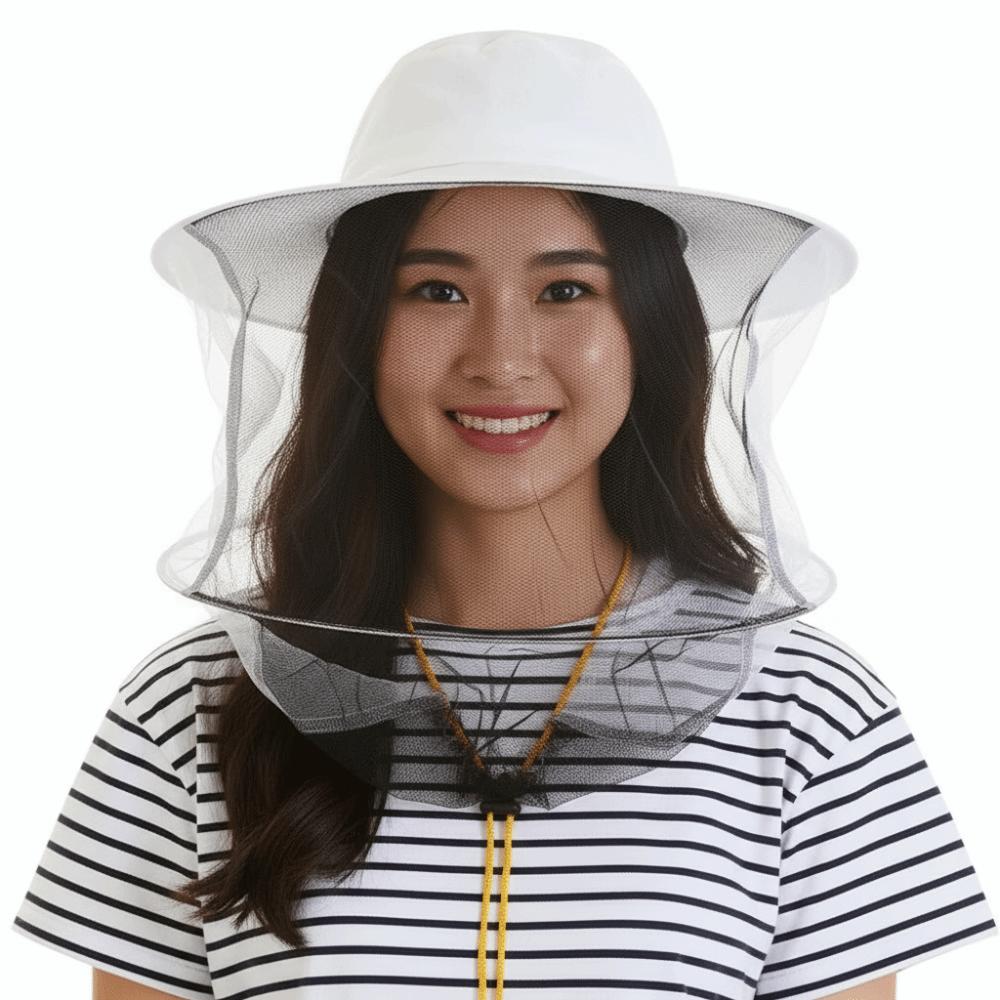 White Bee Hat Anti-Bee Breathable Beekeeping Hat Veil Hood Hat Double Wire Hat Beekeeping Protective Apparatus