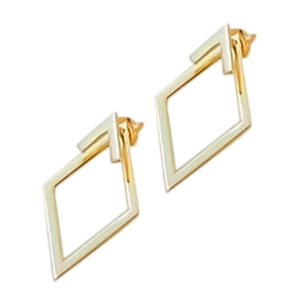 Minimalist Diamond Stud Earrings High Quality Copper Diamond Earrings with Double Layer Design for Gatherings