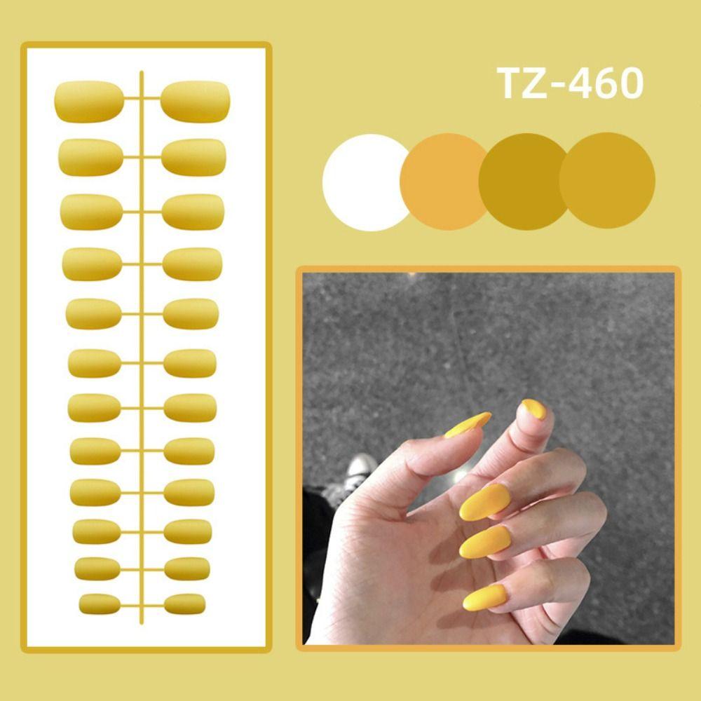Wearable Short Round Head False Nails Detachable Press-on Nails New Solid Color Fake Nails  Women