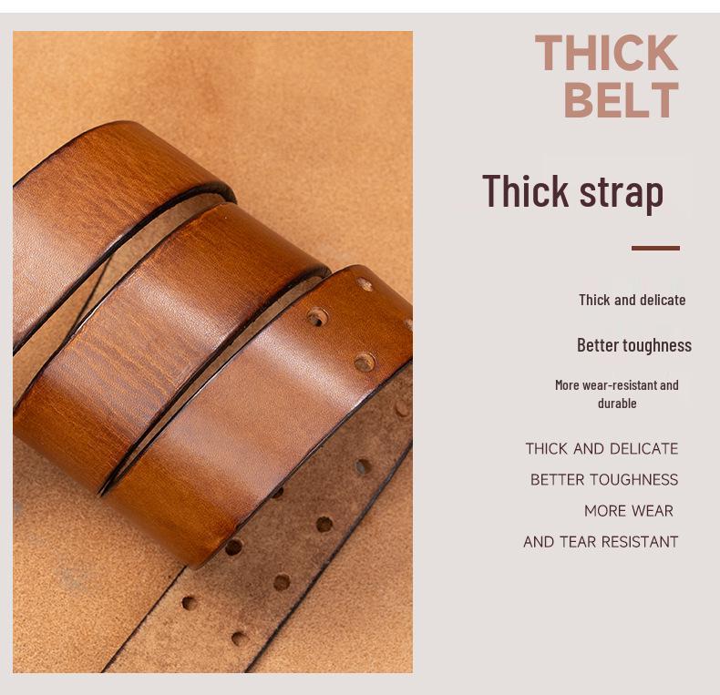 Men's Genuine Leather Pin Buckle Belt - Retro Style for Casual Wear